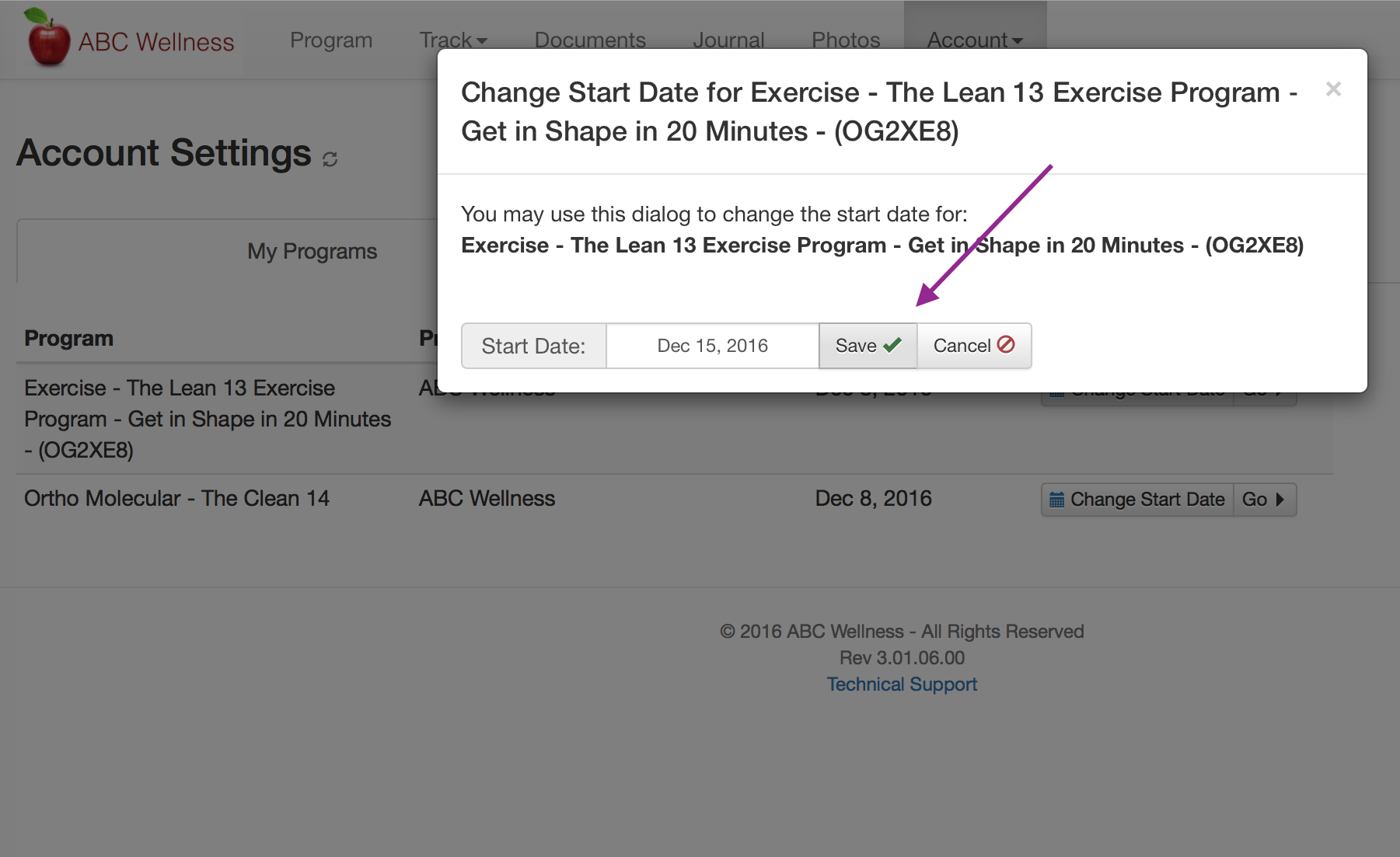 change start date in sg project pro